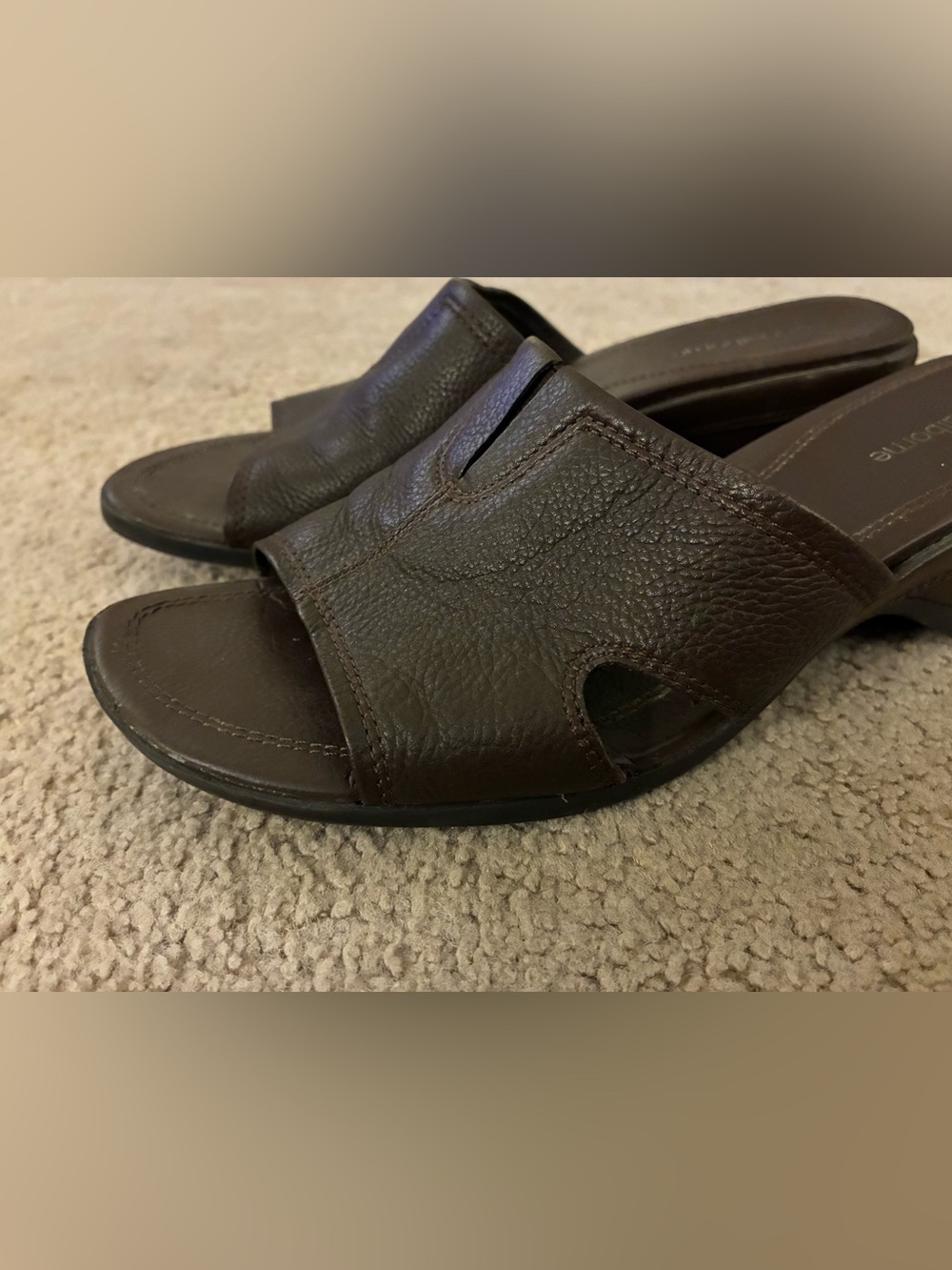 Liz Claiborne Leather Open-Toe Slides Dark Brown Sandals Mules Vintage Y2K 8M - Picture 4 of 8